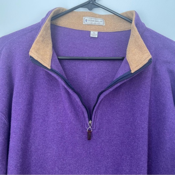 Peter Millar Purple Sweater Mens X-Large 1/4 Zip Up Long Sleeve Pullover - Picture 4 of 7